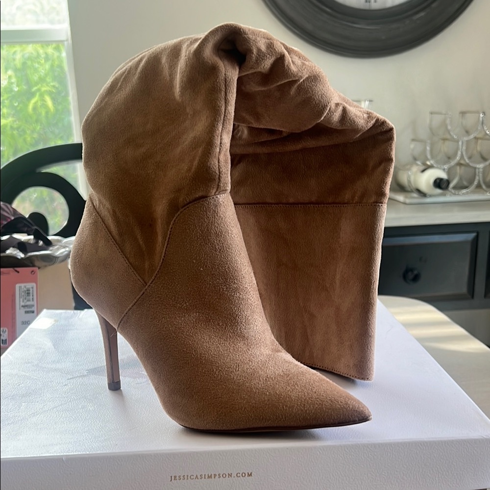 Jessica Simpson Tan Heeled Boots Suede Stiletto